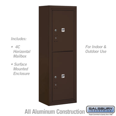 11 Door High Surface Mounted 4C Horizontal Parcel Locker with 2 Parcel Lockers in Bronze with USPS Access